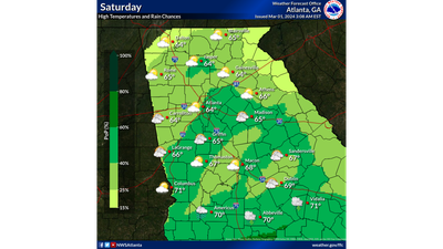 Showers moving through north Georgia expected to linger through Saturday