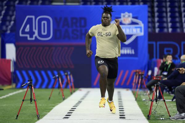 UGA’s NFL combine results: Amarius Mims suffers hamstring injury after impressive showing