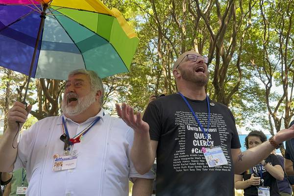 United Methodist delegates repeal their church’s ban on its clergy celebrating same-sex marriages