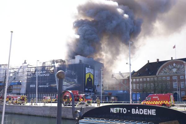 Fire destroys Copenhagen’s Old Stock Exchange