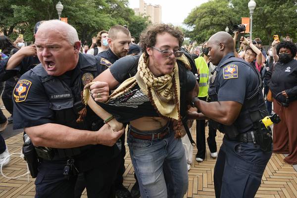 Police tangle with students in Texas and California as wave of campus protest against Gaza war grows