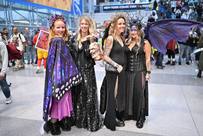 NEW YORK, NEW YORK - OCTOBER 14: Cosplayers posing as A Court of Thorns and Roses characters during New York Comic Con 2023 - Day 3 at Javits Center on October 14, 2023 in New York City. (Photo by Roy Rochlin/Getty Images for ReedPop)