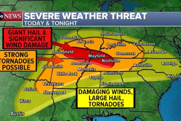 Fifty-seven million people in tornado storm zone as giant hail, destructive winds and flash flooding possible